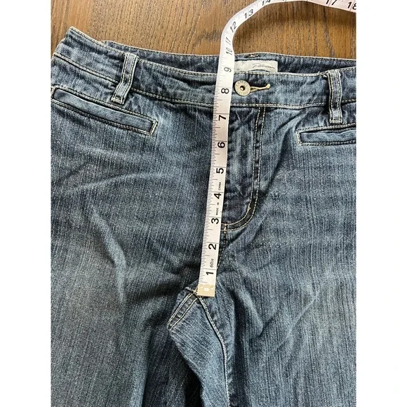 Chico's Platinum Gwen Jean Cotton Spandex Medium Wash Bootcut Raw Hem Size 1 - Picture 6 of 10